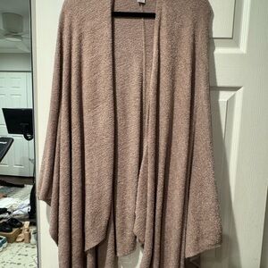 Barefoot Dreams Tan Shrug with Cozy Knit Texture